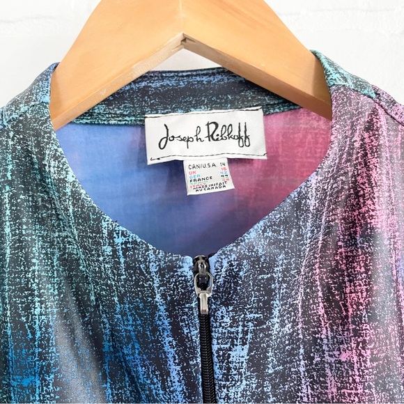 Joseph Ribkoff Cyber Ruched Jacket Liquid Metal Effect Sz L - Picture 5 of 13